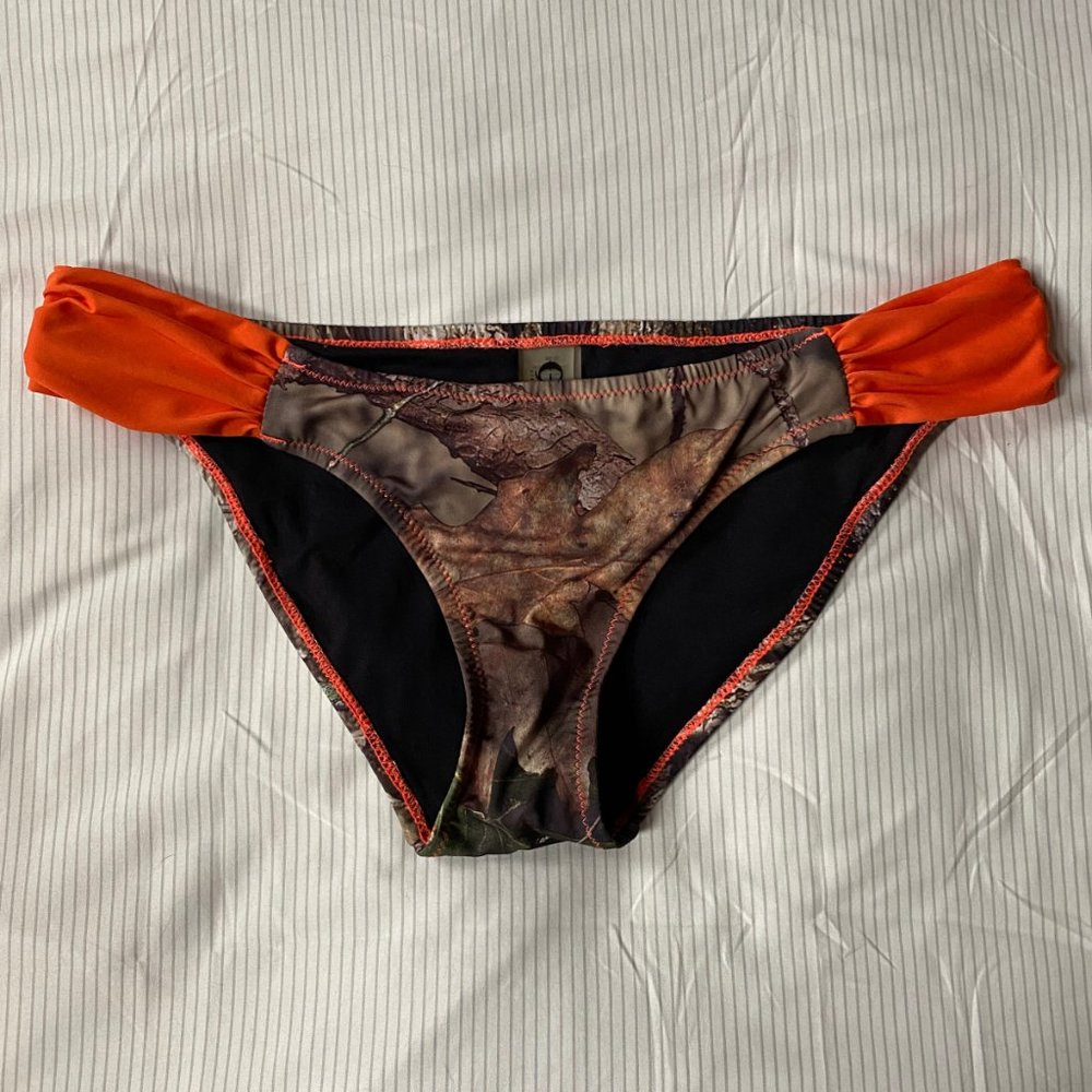 Girls with guns camo and orange bikini bottoms